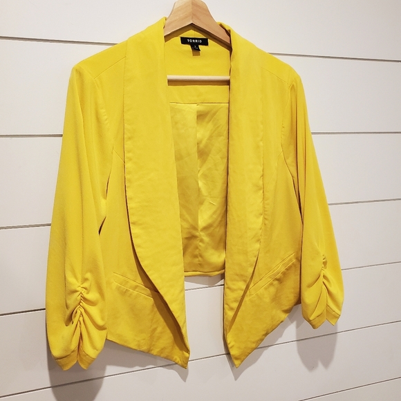 torrid Jackets & Blazers - Torrid 1X yellow blazer cardigan bright lightweight open jacket colorful plus